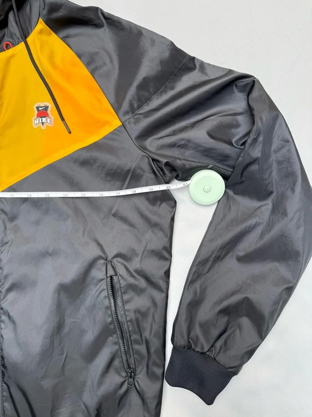 Nike Black and Yellow Hooded Windbreaker with Red Lining